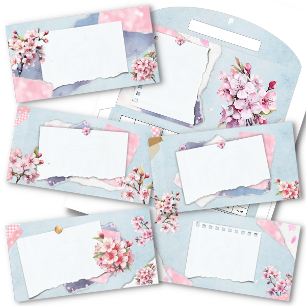 Cherry Blossoms Horizontal Cash Envelopes