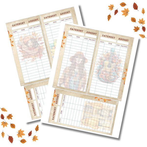 Colors of Fall Wallet Size Money Trackers