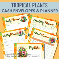 Tropical Plants Cash Envelopes and Planner Bundle