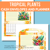 Tropical Plants Cash Envelopes and Planner Bundle