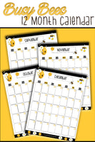 Busy Honey Bees 12 Month Calendars