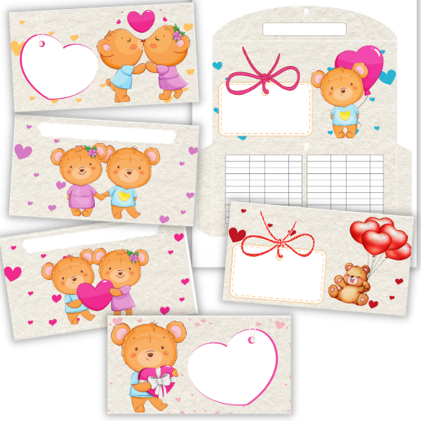 Valentine's Day Bear Couple Cash Envelopes