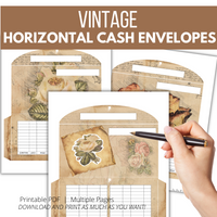 6 Vintage Cash Envelope Printables | Printable Cash Envelopes with Transaction Tracker | Budgeting Envelope System