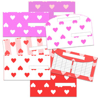 7 Valentine's Day Heart Pattern Cash Envelopes