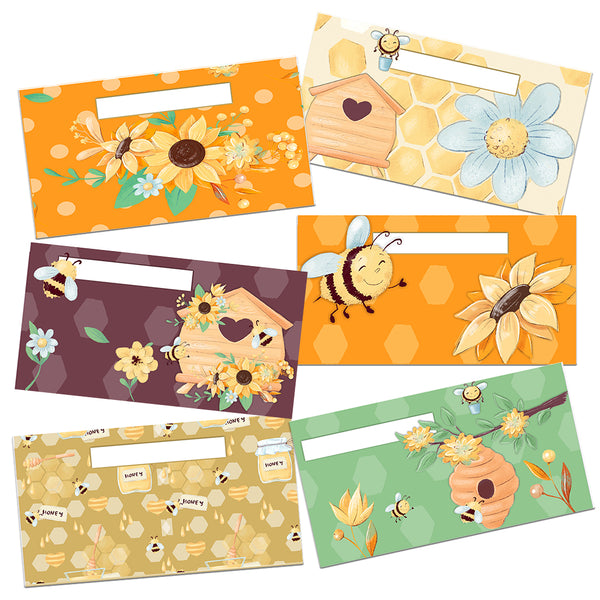 Honey Bees & Flowers Cash Envelopes Horizontal