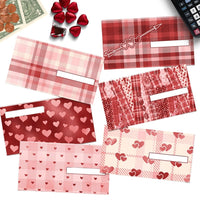 6 Valentine's Day Flannel Cash Envelopes (Horizontal)