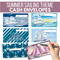 6 Summer Cash Envelopes, Cash Envelopes Printable, Budget Envelopes, Transaction Tracker, DIGITAL DOWNLOAD