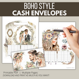 Boho Couple / Date Night Themed Horizontal Cash Envelopes