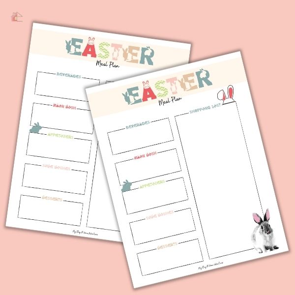 Easter Lunch or Dinner Meal Planner Printable | Menu Planner With Shopping List | Easter Meal Planning |PDF Download