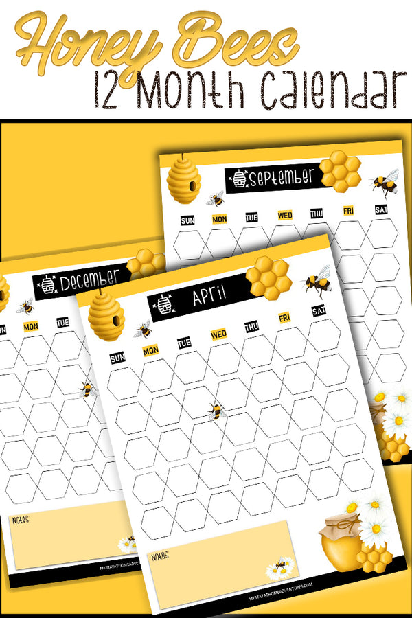 Busy Honey Bees 12 Month Calendars – Cash Envelopes Template