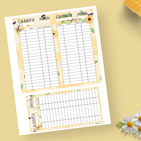Bees & Flowers Wallet Size Money Trackers